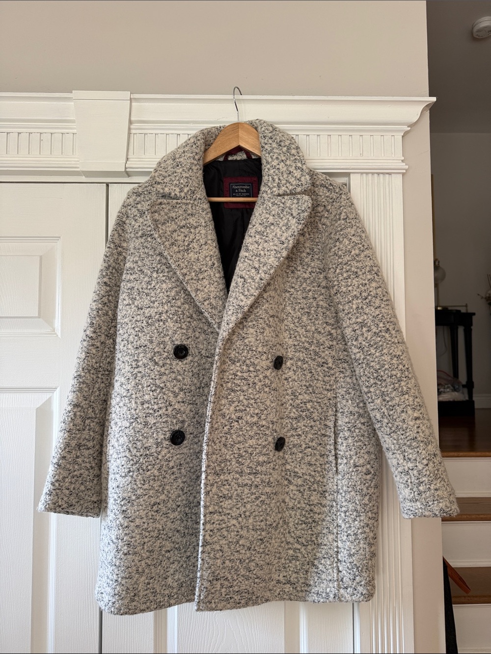 Abercrombie & Fitch Heather Gray Double-Breasted Peacoat